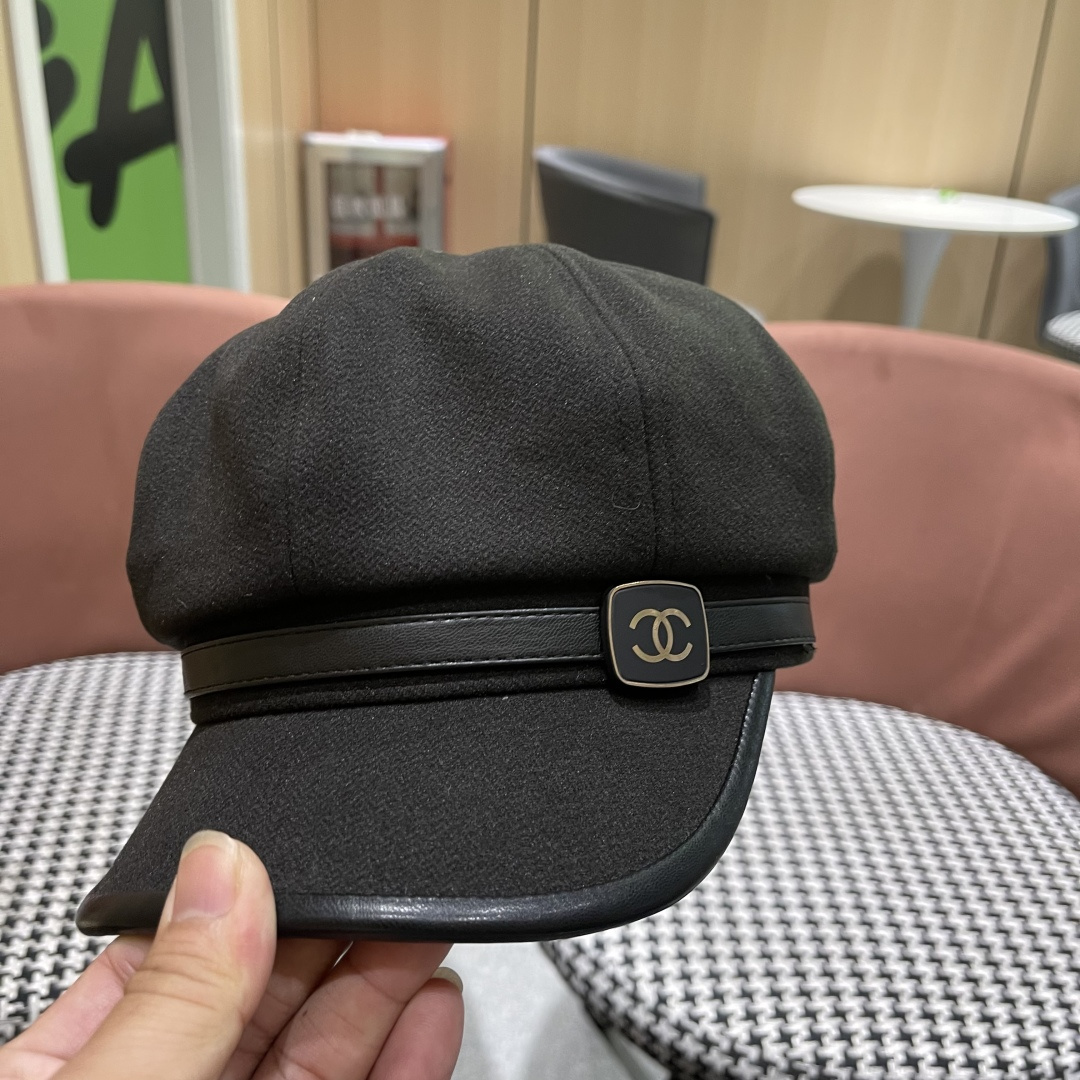  香奈儿 八角帽子女四季款棉质百搭贝雷帽英伦复古大头
围品脸小鸭舌报童帽