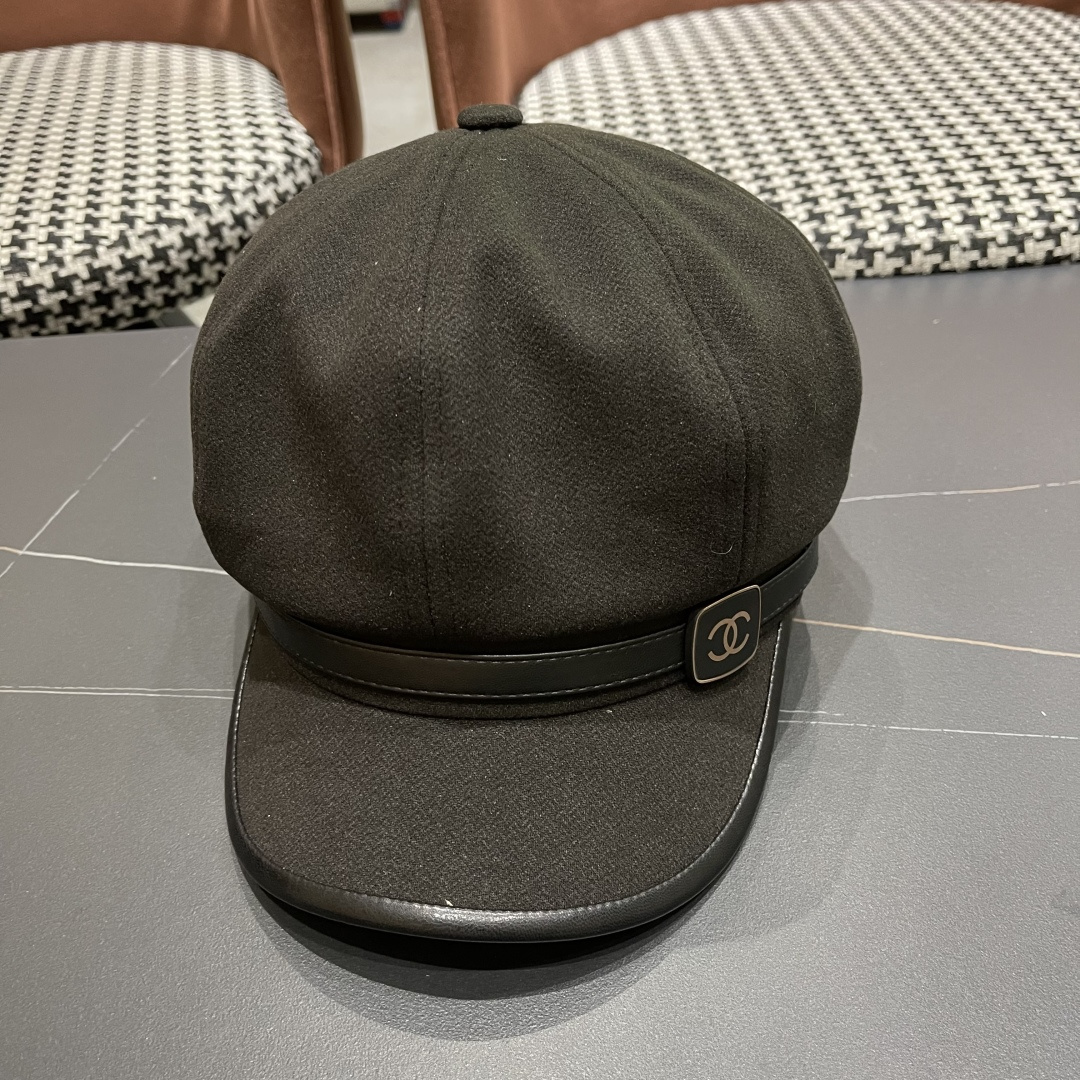  香奈儿 八角帽子女四季款棉质百搭贝雷帽英伦复古大头
围品脸小鸭舌报童帽