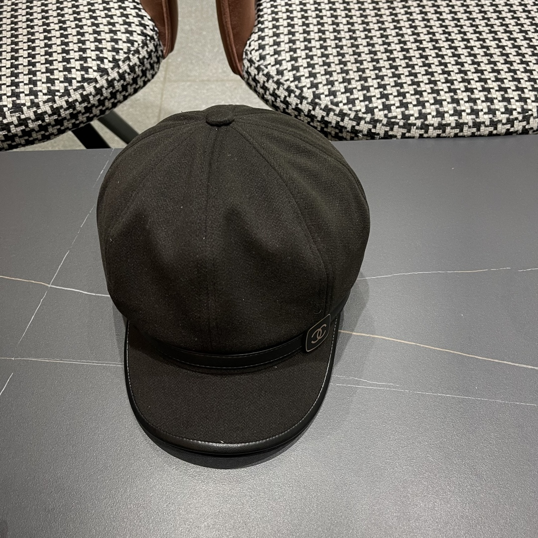  香奈儿 八角帽子女四季款棉质百搭贝雷帽英伦复古大头
围品脸小鸭舌报童帽