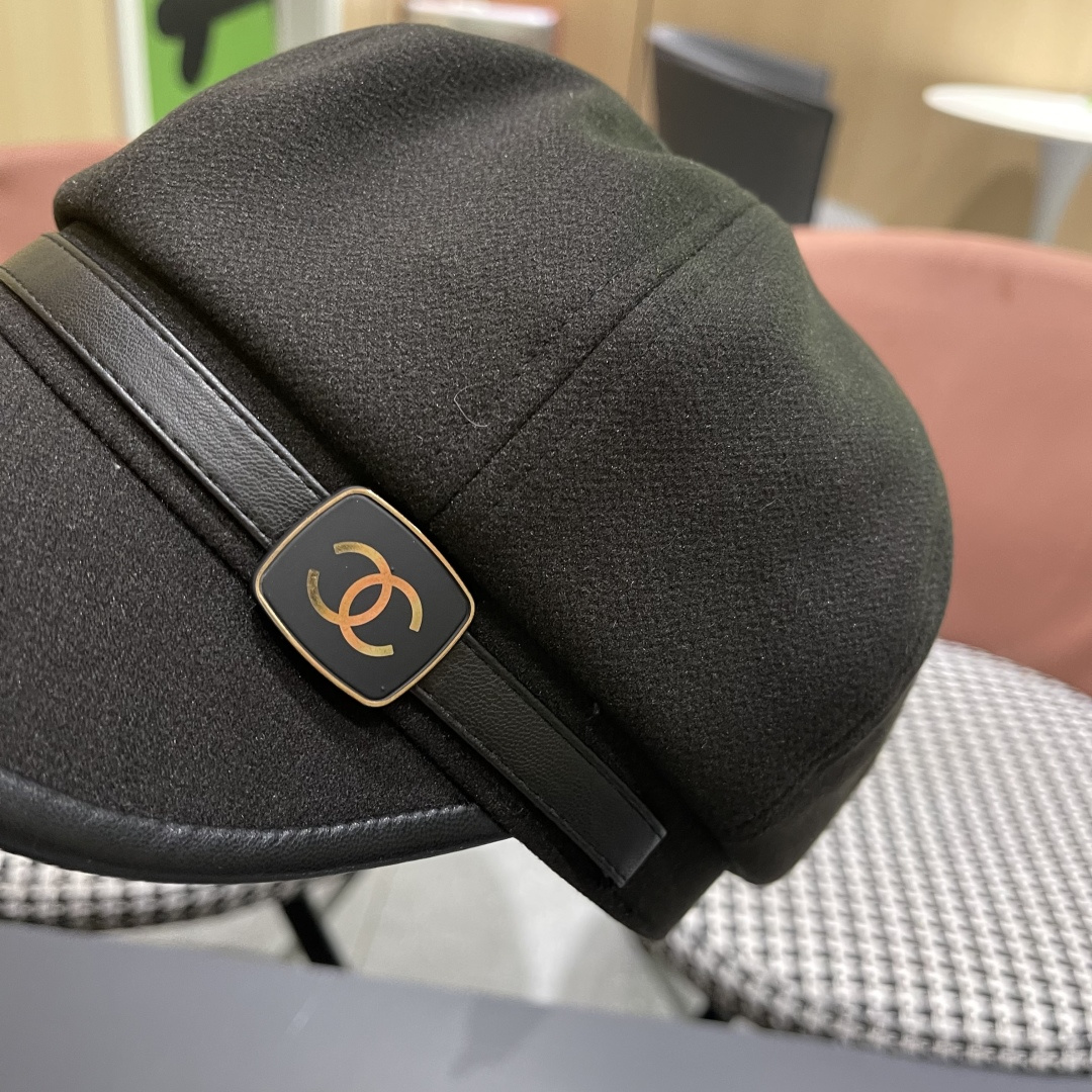  香奈儿 八角帽子女四季款棉质百搭贝雷帽英伦复古大头
围品脸小鸭舌报童帽