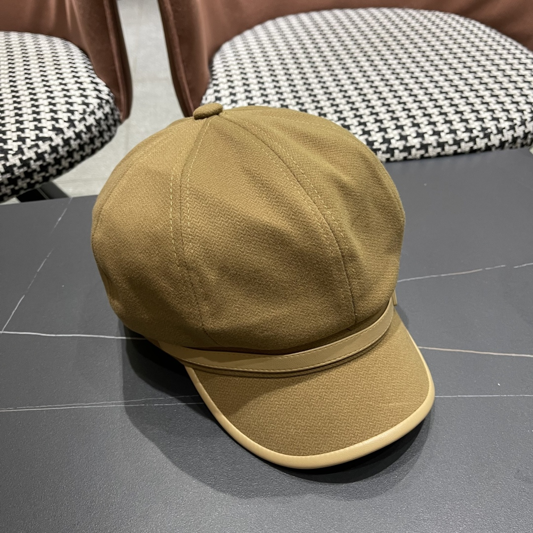  香奈儿 八角帽子女四季款棉质百搭贝雷帽英伦复古大头
围品脸小鸭舌报童帽