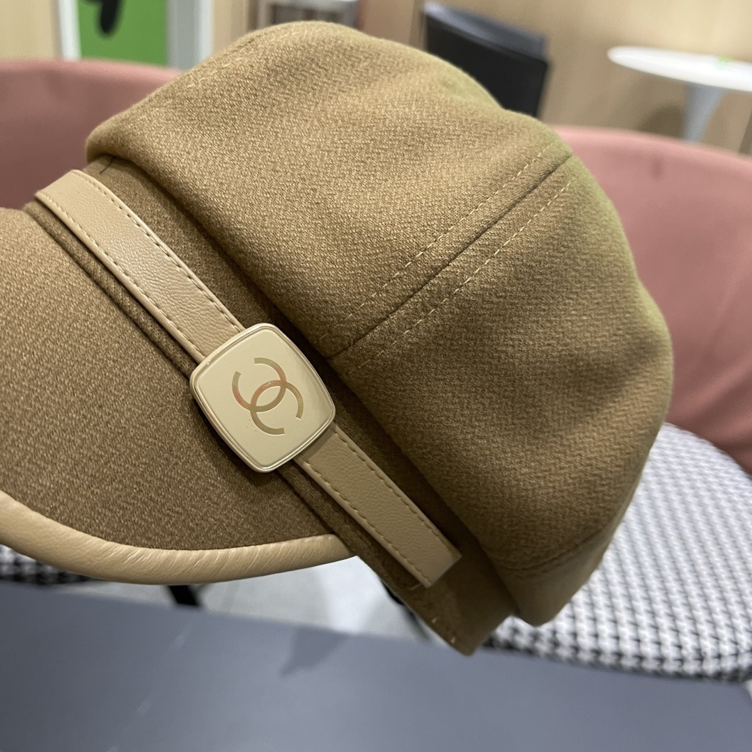  香奈儿 八角帽子女四季款棉质百搭贝雷帽英伦复古大头
围品脸小鸭舌报童帽