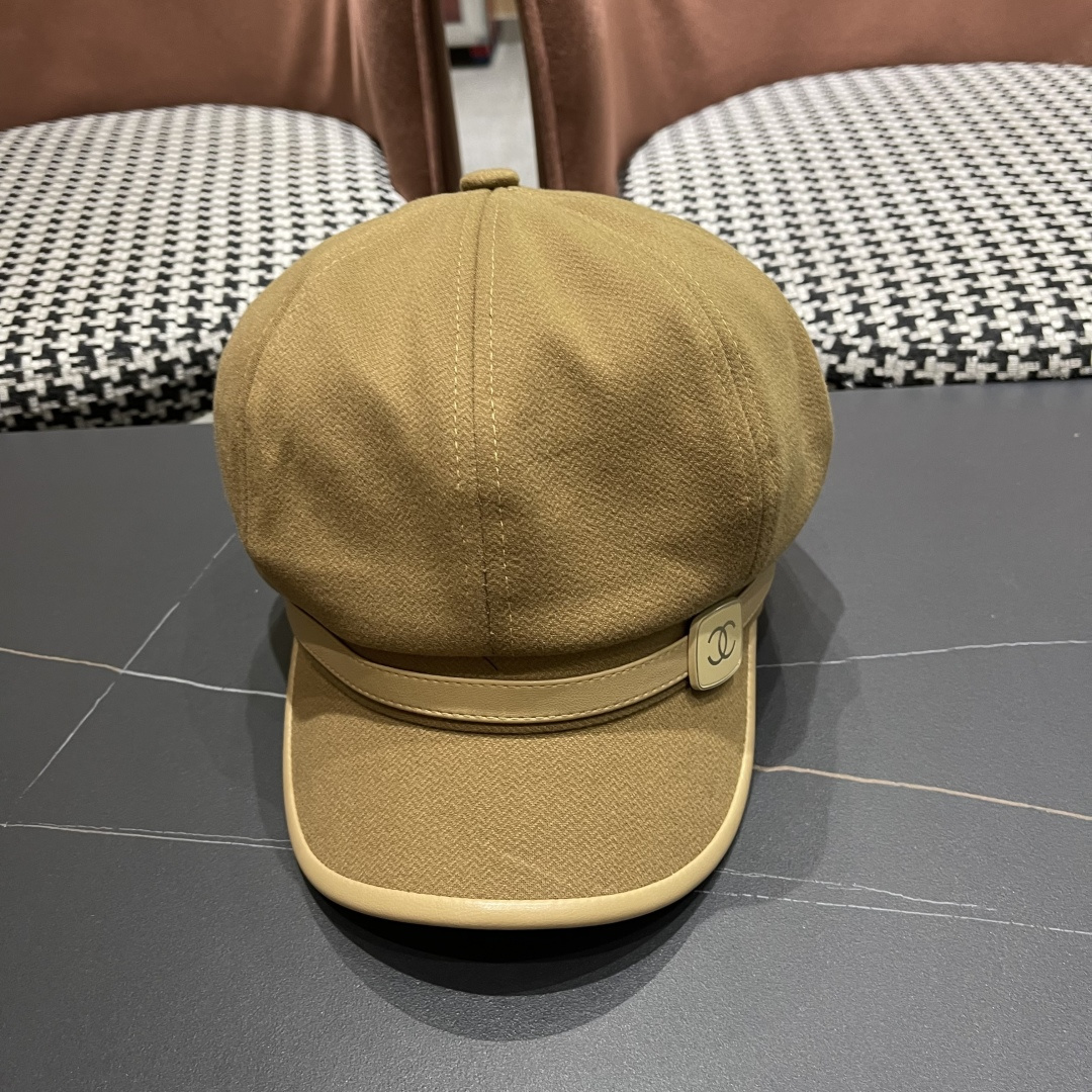  香奈儿 八角帽子女四季款棉质百搭贝雷帽英伦复古大头
围品脸小鸭舌报童帽