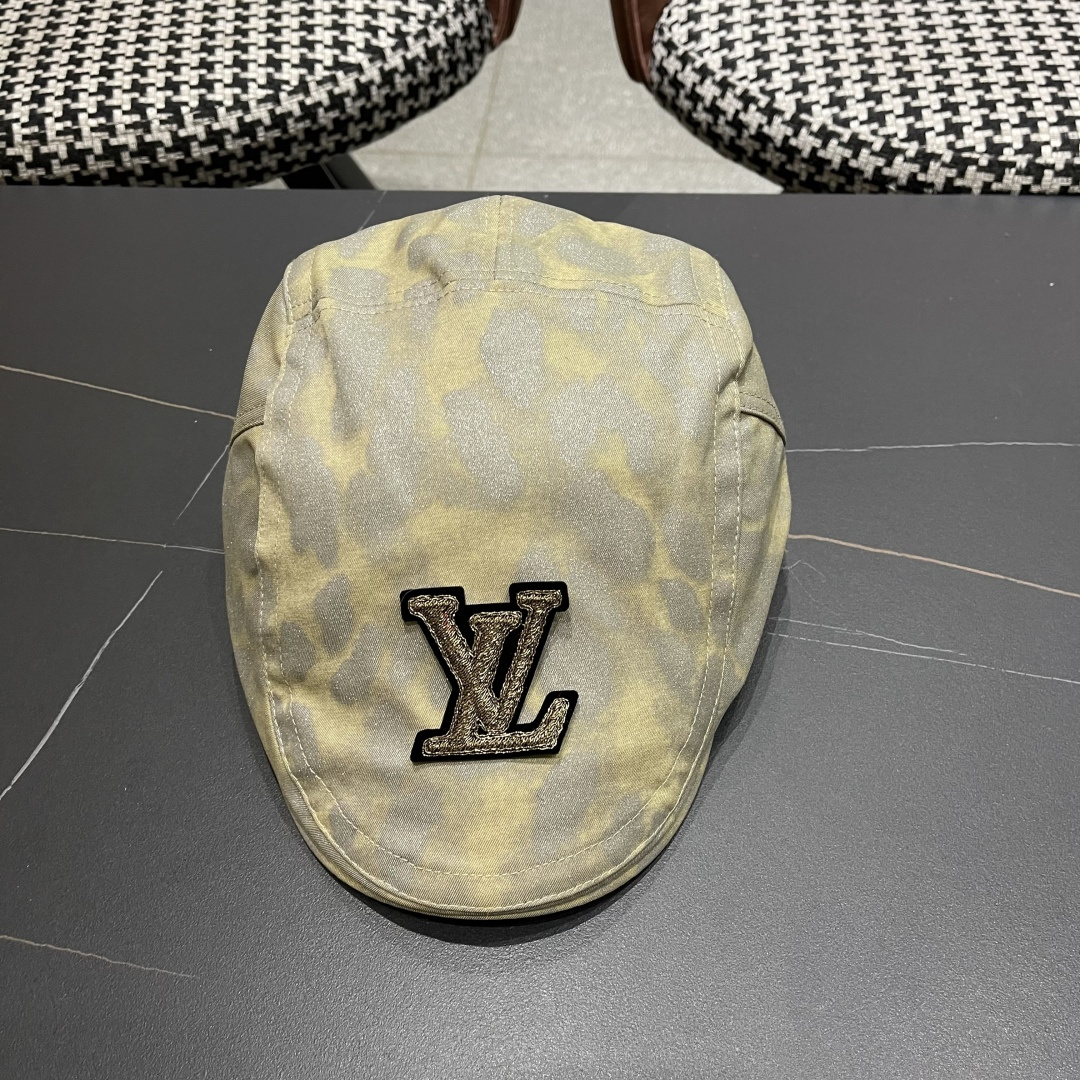  路易威登Lv 日系街头贝雷帽子复古时尚夏秋季百
搭嘻哈反戴鸭舌帽豹纹前迸帽女