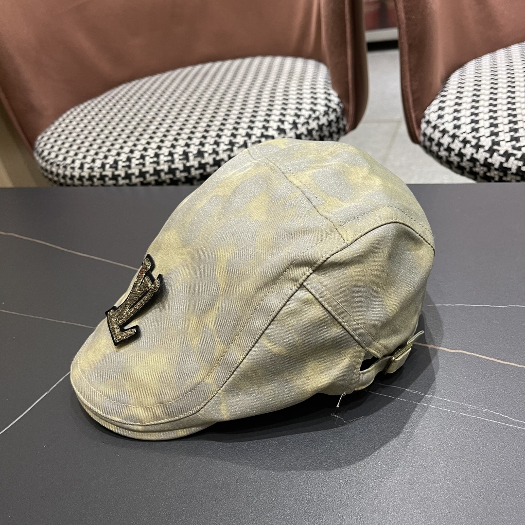  路易威登Lv 日系街头贝雷帽子复古时尚夏秋季百
搭嘻哈反戴鸭舌帽豹纹前迸帽女