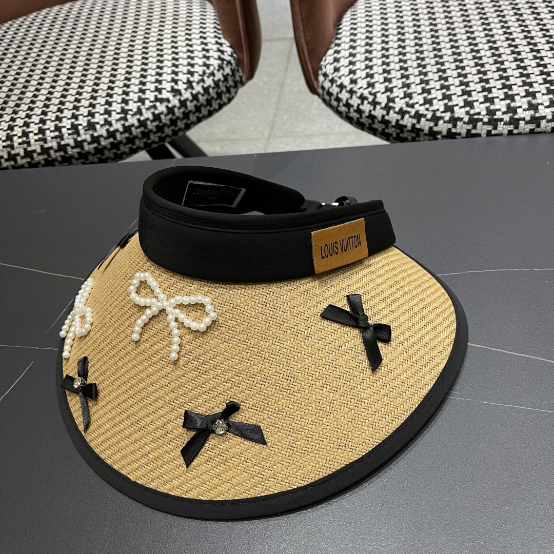  Lv路易威登 防晒帽女夏季防紫外线遮阳帽户外草
编帽子太阳帽大帽檐透气空顶帽