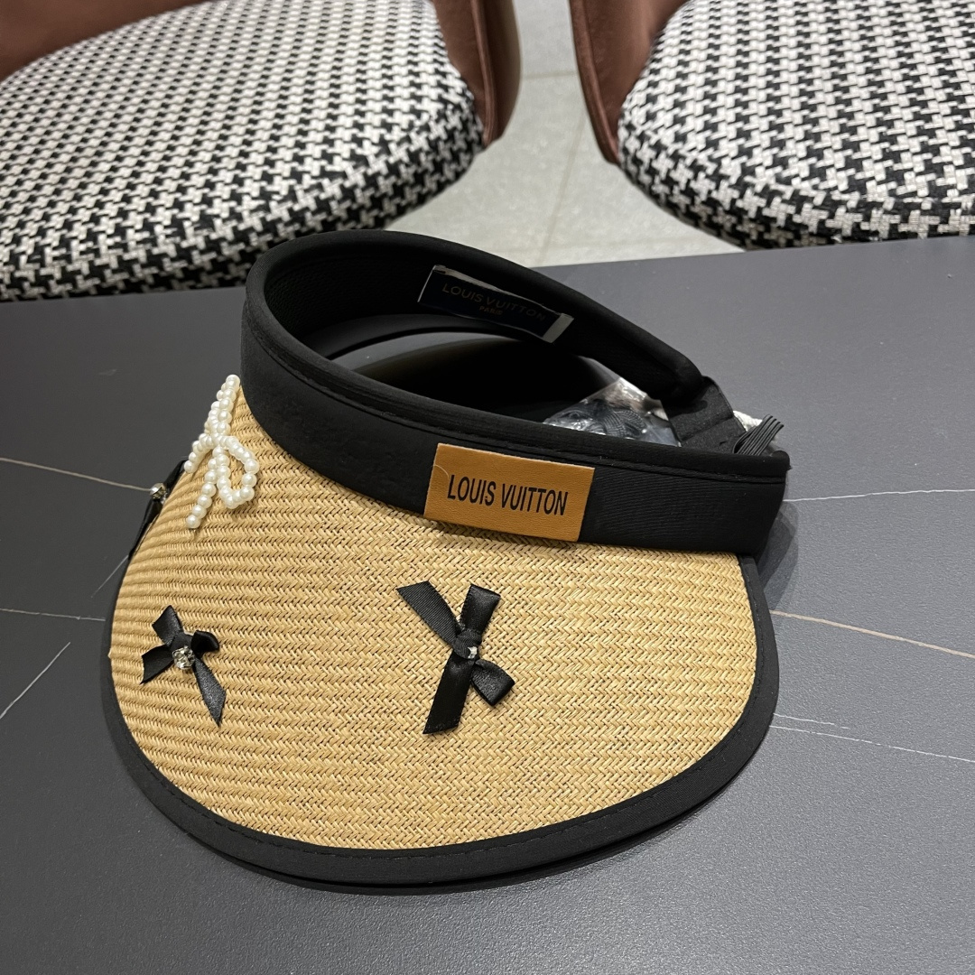  Lv路易威登 防晒帽女夏季防紫外线遮阳帽户外草
编帽子太阳帽大帽檐透气空顶帽