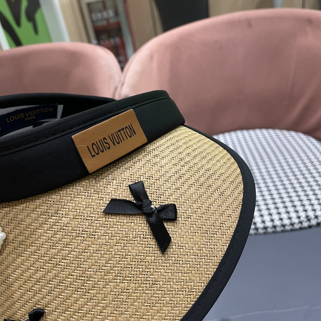  Lv路易威登 防晒帽女夏季防紫外线遮阳帽户外草
编帽子太阳帽大帽檐透气空顶帽