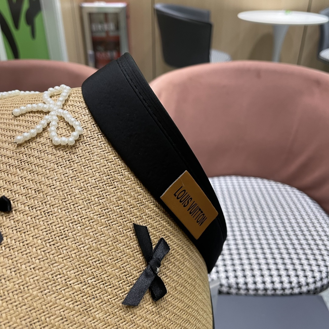  Lv路易威登 防晒帽女夏季防紫外线遮阳帽户外草
编帽子太阳帽大帽檐透气空顶帽