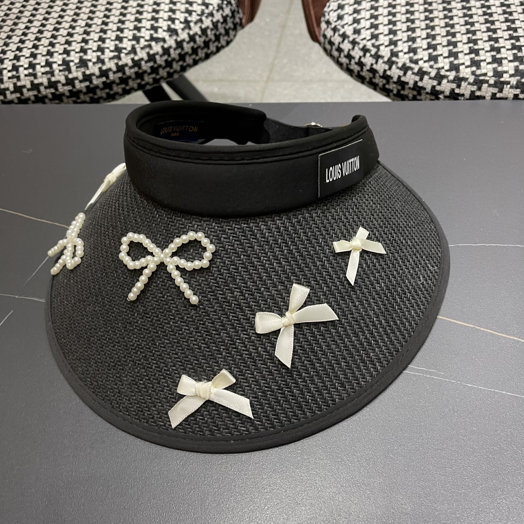  Lv路易威登 防晒帽女夏季防紫外线遮阳帽户外草
编帽子太阳帽大帽檐透气空顶帽