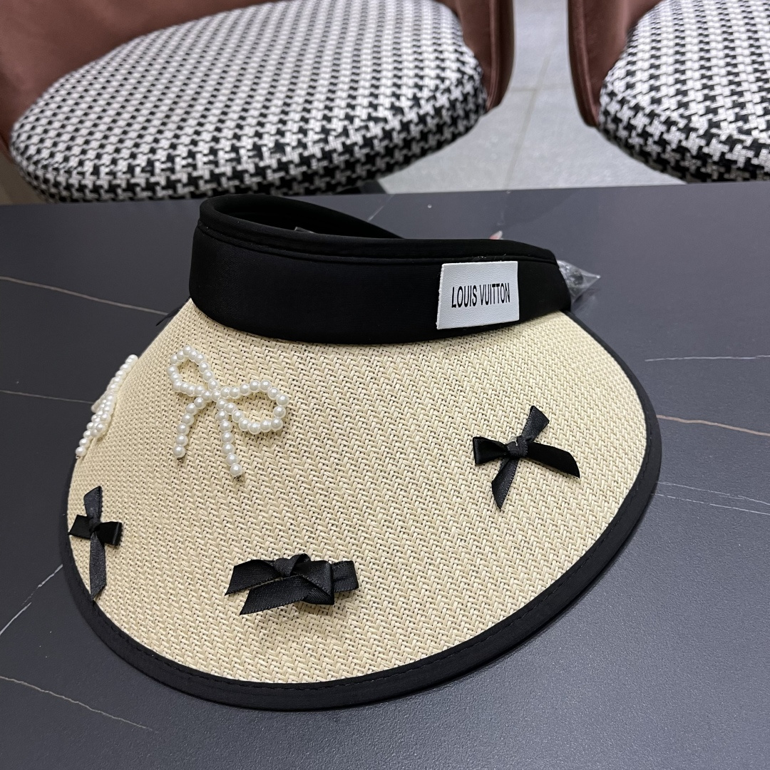  Lv路易威登 防晒帽女夏季防紫外线遮阳帽户外草
编帽子太阳帽大帽檐透气空顶帽