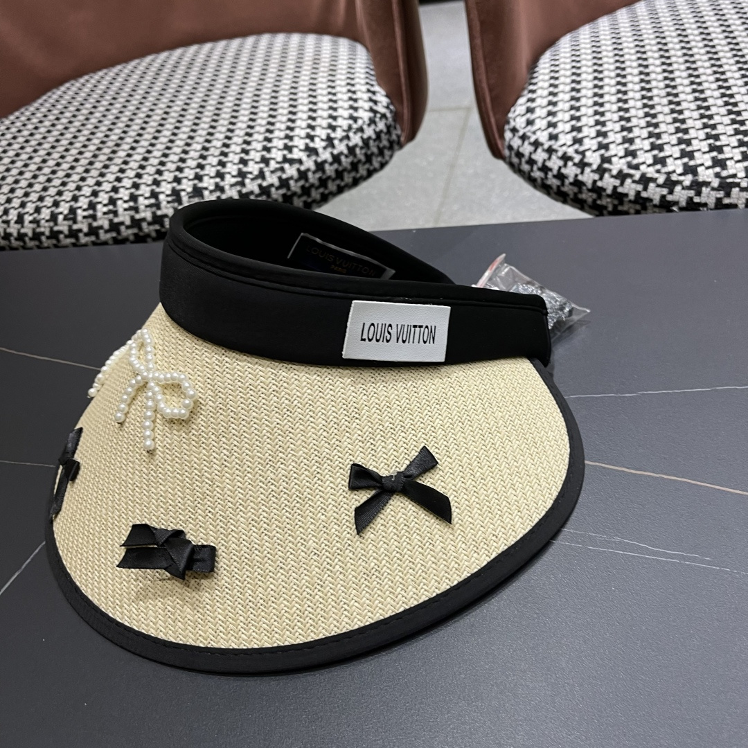  Lv路易威登 防晒帽女夏季防紫外线遮阳帽户外草
编帽子太阳帽大帽檐透气空顶帽