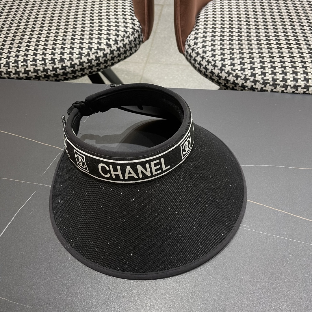  香奈儿 2025新款防晒帽女夏季出游防紫外
线遮阳帽大帽檐空顶户外太阳帽