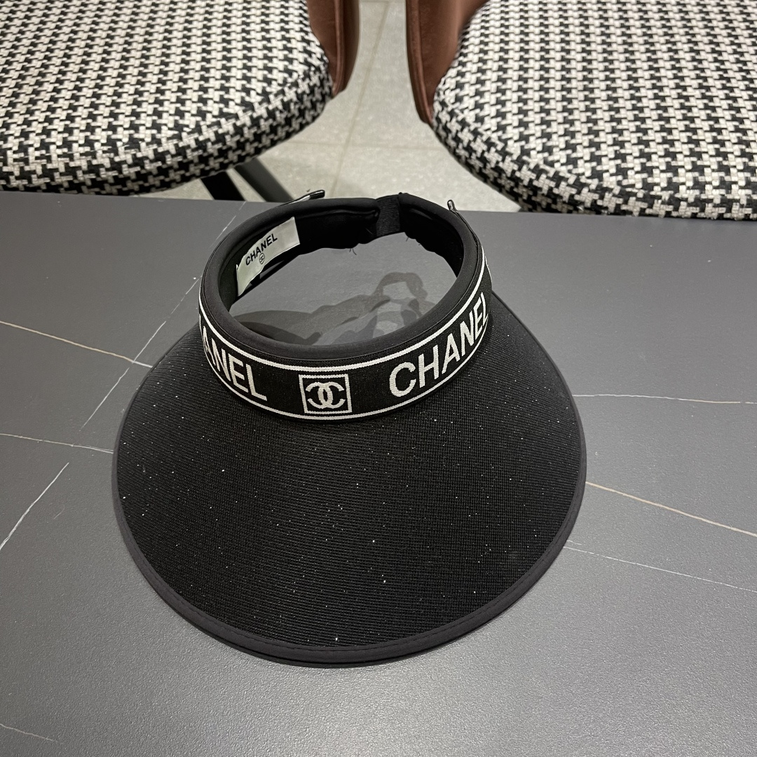  香奈儿 2025新款防晒帽女夏季出游防紫外
线遮阳帽大帽檐空顶户外太阳帽