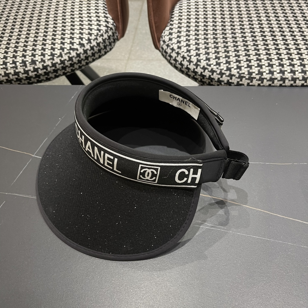  香奈儿 2025新款防晒帽女夏季出游防紫外
线遮阳帽大帽檐空顶户外太阳帽