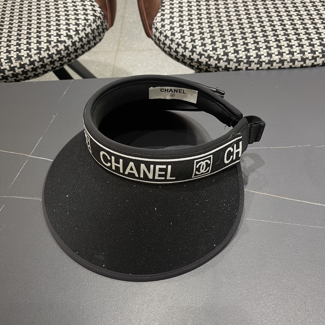  香奈儿 2025新款防晒帽女夏季出游防紫外
线遮阳帽大帽檐空顶户外太阳帽