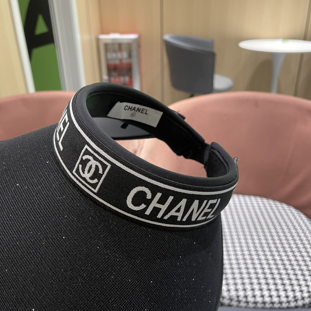  香奈儿 2025新款防晒帽女夏季出游防紫外
线遮阳帽大帽檐空顶户外太阳帽