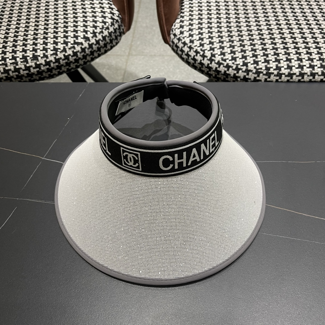  香奈儿 2025新款防晒帽女夏季出游防紫外
线遮阳帽大帽檐空顶户外太阳帽