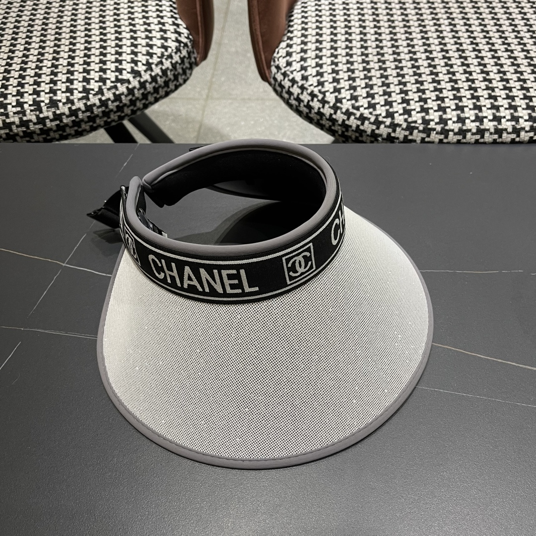  香奈儿 2025新款防晒帽女夏季出游防紫外
线遮阳帽大帽檐空顶户外太阳帽