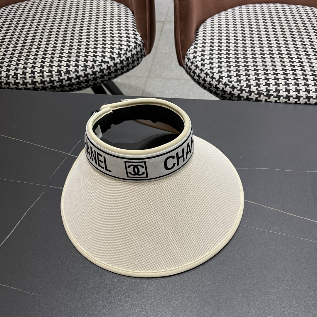  香奈儿 2025新款防晒帽女夏季出游防紫外
线遮阳帽大帽檐空顶户外太阳帽