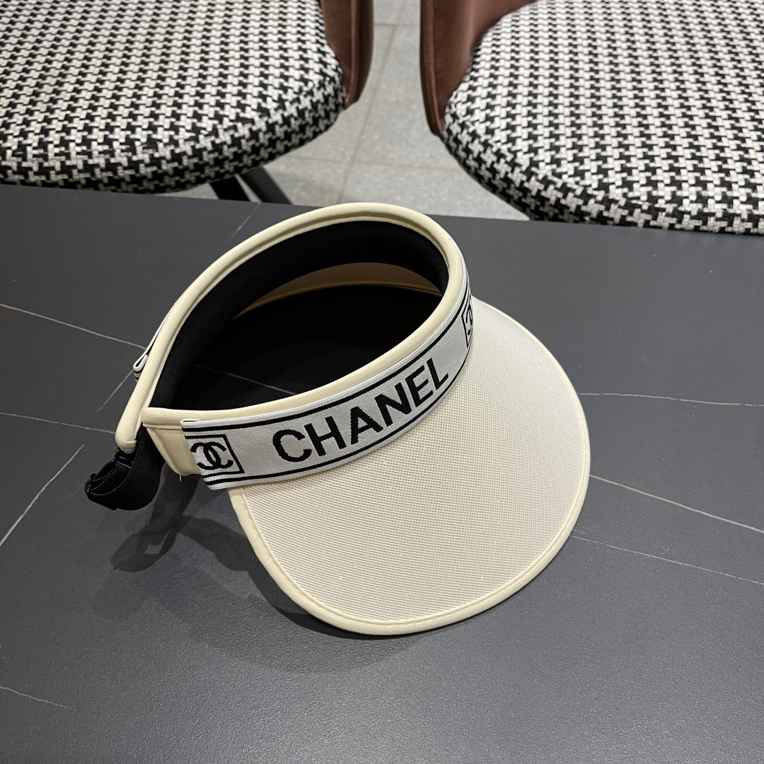  香奈儿 2025新款防晒帽女夏季出游防紫外
线遮阳帽大帽檐空顶户外太阳帽