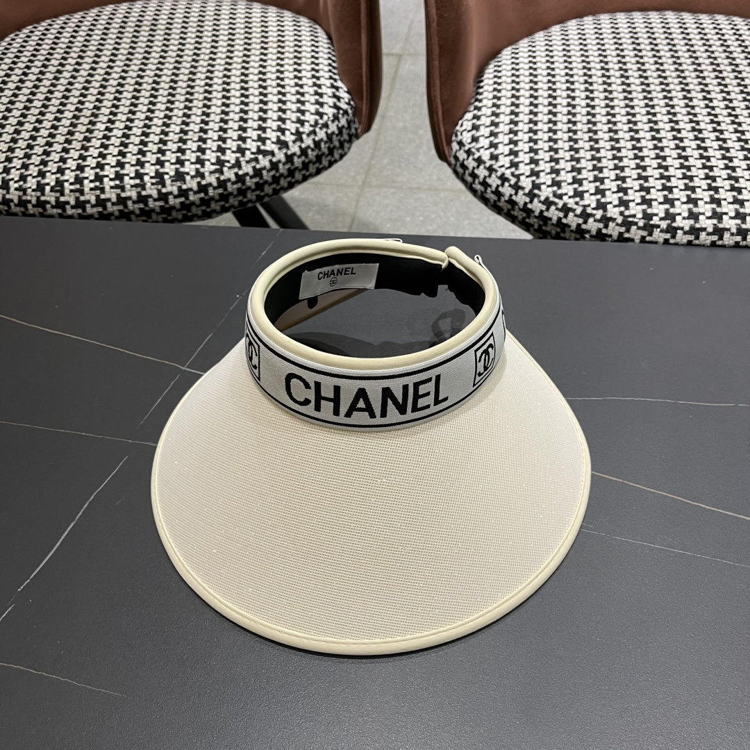  香奈儿 2025新款防晒帽女夏季出游防紫外
线遮阳帽大帽檐空顶户外太阳帽