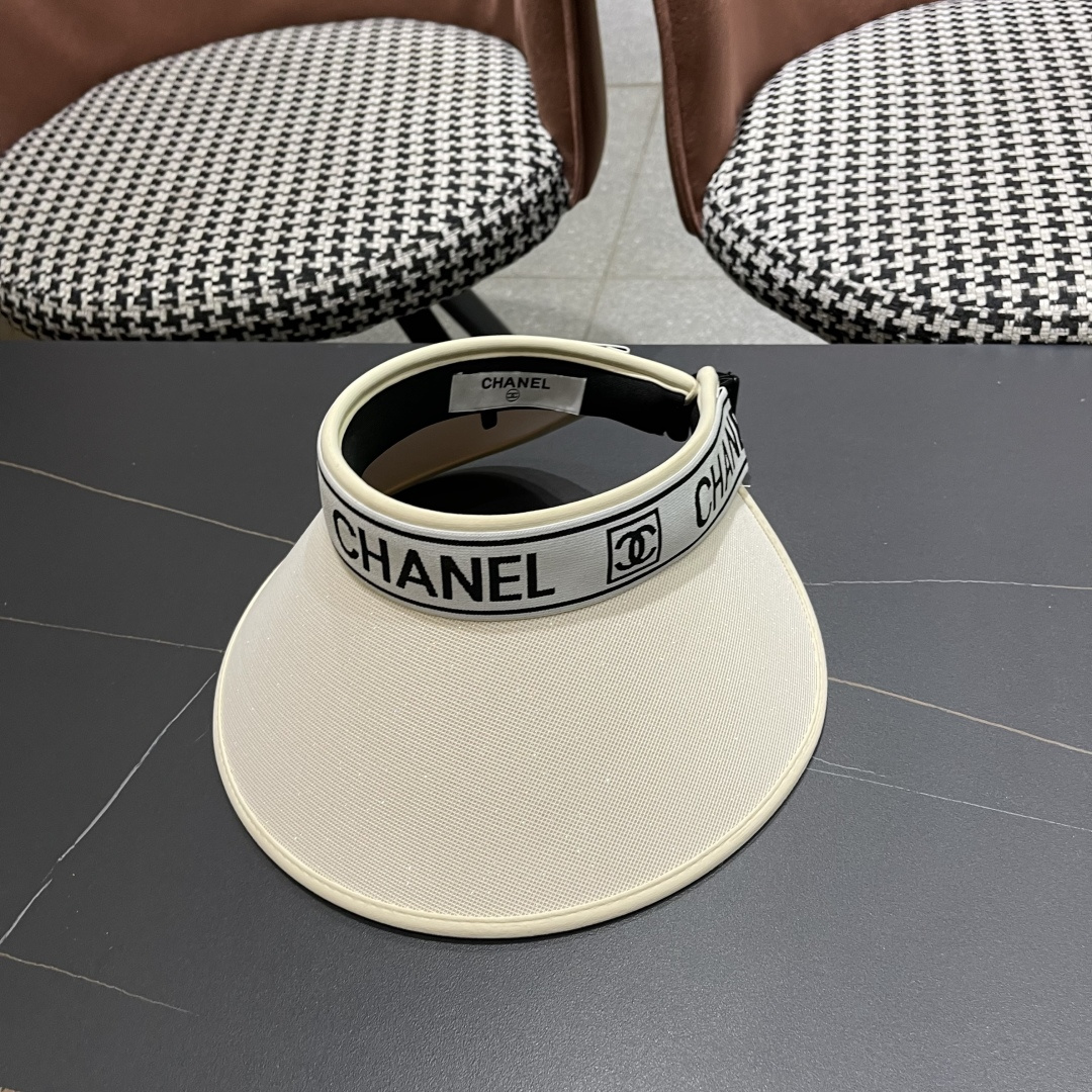  香奈儿 2025新款防晒帽女夏季出游防紫外
线遮阳帽大帽檐空顶户外太阳帽