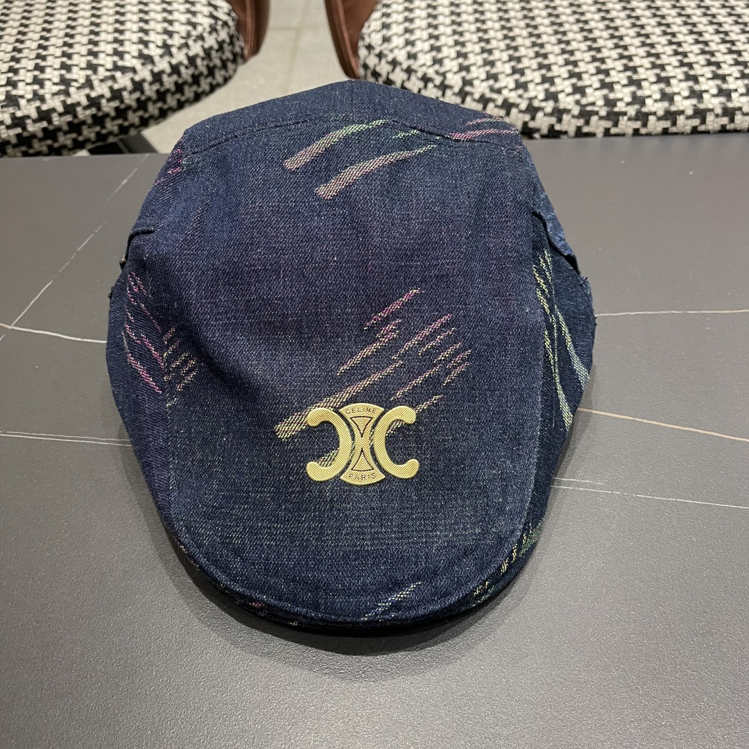  赛琳 2025时尚水洗牛仔前进帽女百搭显脸小反戴贝雷帽短
檐鸭舌帽画家报童帽