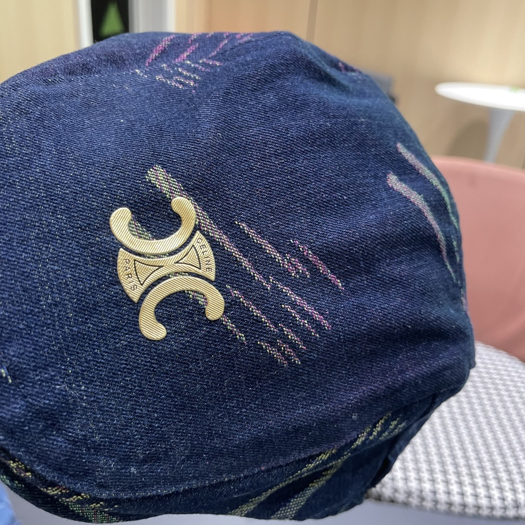  赛琳 2025时尚水洗牛仔前进帽女百搭显脸小反戴贝雷帽短
檐鸭舌帽画家报童帽