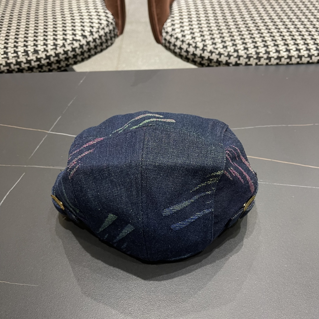  赛琳 2025时尚水洗牛仔前进帽女百搭显脸小反戴贝雷帽短
檐鸭舌帽画家报童帽