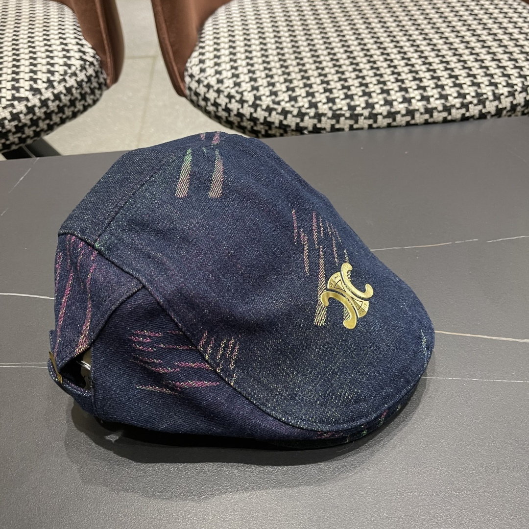  赛琳 2025时尚水洗牛仔前进帽女百搭显脸小反戴贝雷帽短
檐鸭舌帽画家报童帽