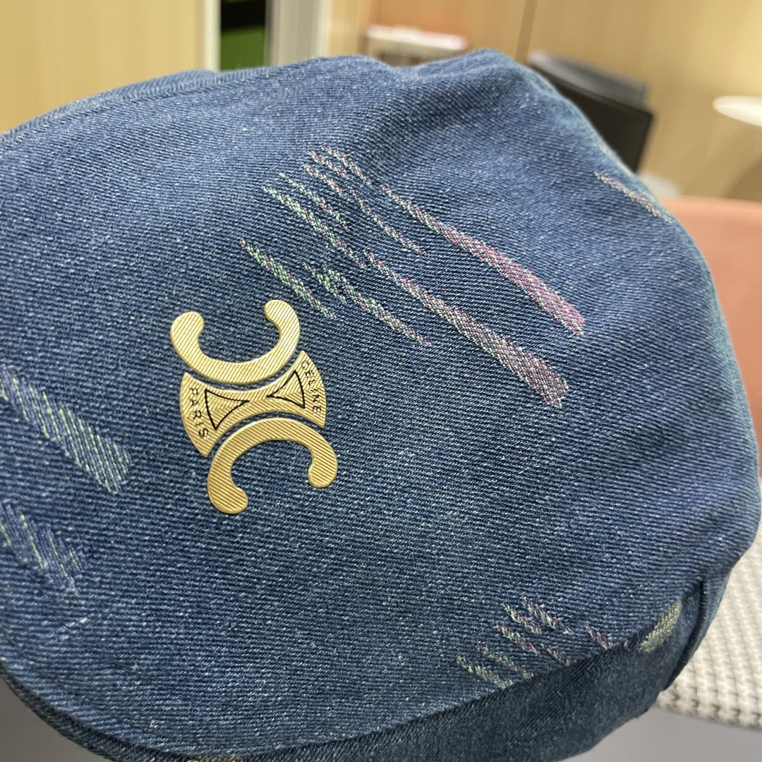  赛琳 2025时尚水洗牛仔前进帽女百搭显脸小反戴贝雷帽短
檐鸭舌帽画家报童帽