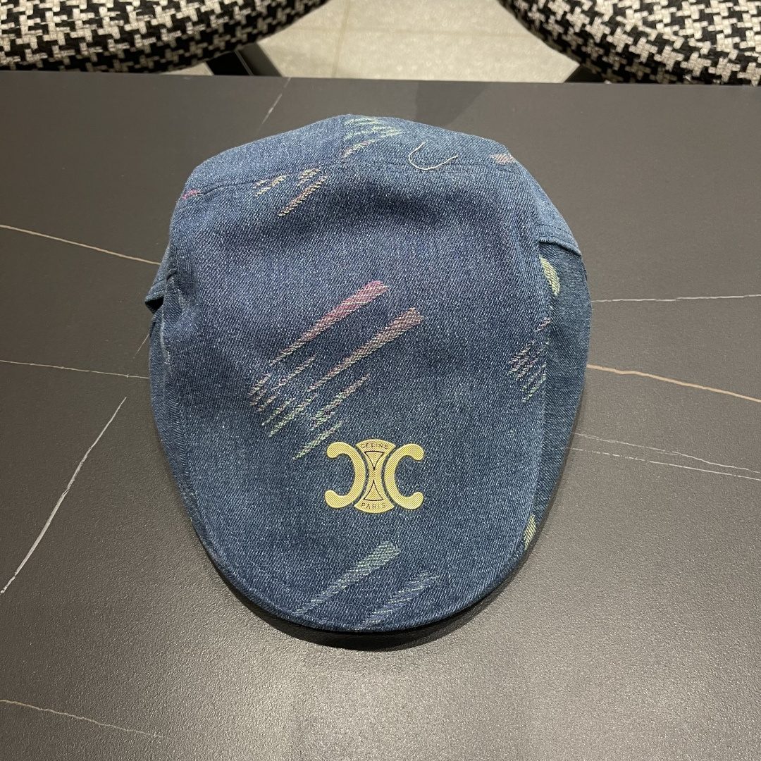  赛琳 2025时尚水洗牛仔前进帽女百搭显脸小反戴贝雷帽短
檐鸭舌帽画家报童帽