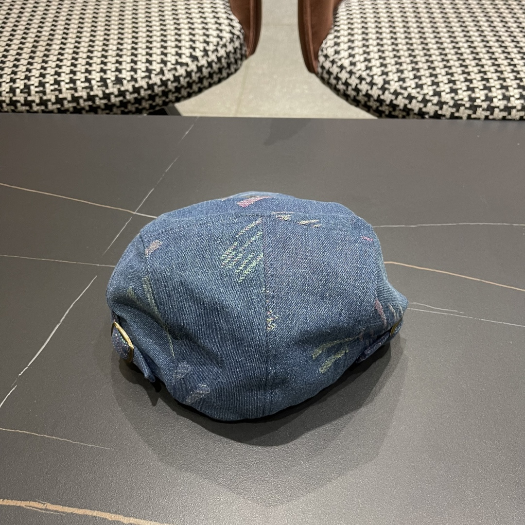  赛琳 2025时尚水洗牛仔前进帽女百搭显脸小反戴贝雷帽短
檐鸭舌帽画家报童帽