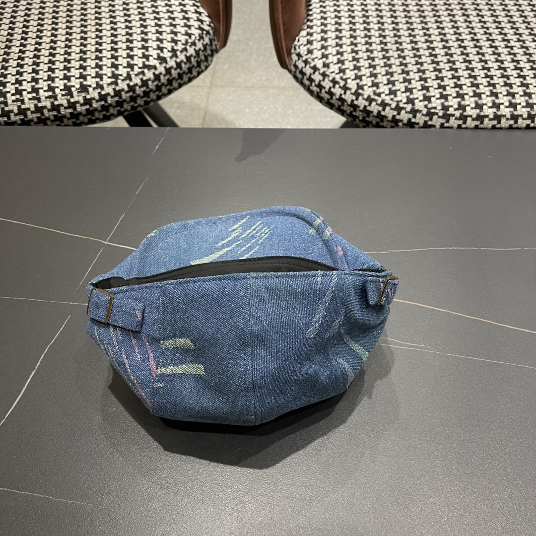  赛琳 2025时尚水洗牛仔前进帽女百搭显脸小反戴贝雷帽短
檐鸭舌帽画家报童帽