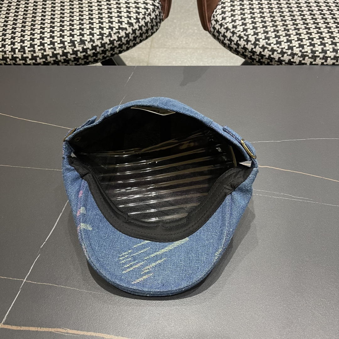  赛琳 2025时尚水洗牛仔前进帽女百搭显脸小反戴贝雷帽短
檐鸭舌帽画家报童帽