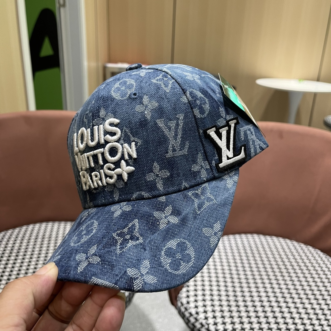  Lv路易威登 品脸小加宽帽檐做旧大头围棒球帽防晒
休闲字母刺绣迷彩帽