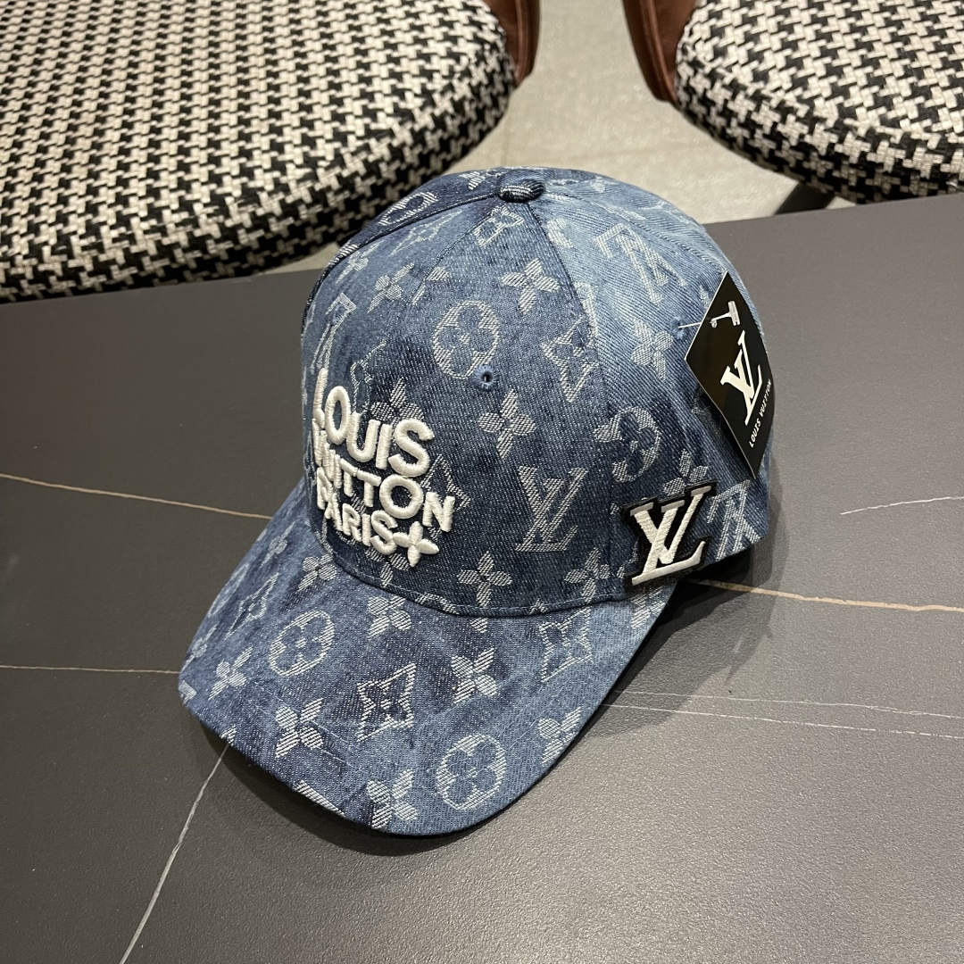  Lv路易威登 品脸小加宽帽檐做旧大头围棒球帽防晒
休闲字母刺绣迷彩帽