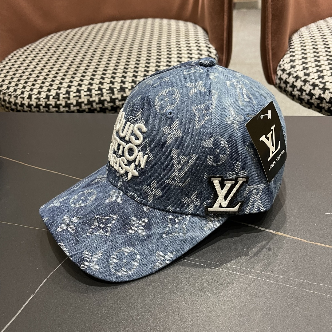  Lv路易威登 品脸小加宽帽檐做旧大头围棒球帽防晒
休闲字母刺绣迷彩帽