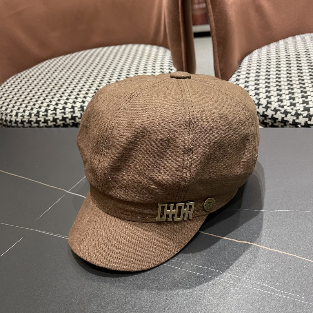  迪奥 香港代购文艺八角帽女 2025英伦贝雷帽显脸小鸭舌帽画家帽