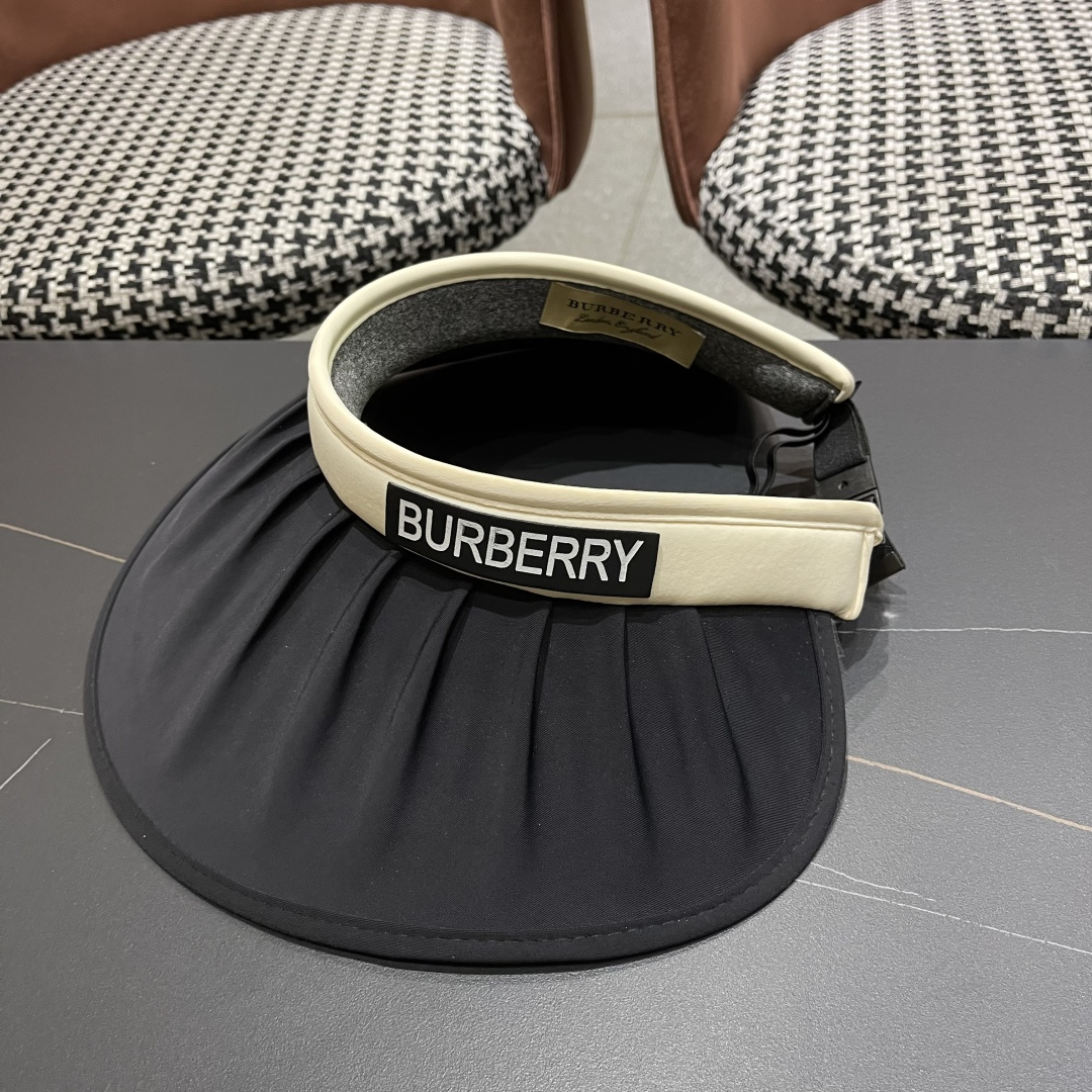  巴宝莉 2025新款帽子女款夏季遮阳防晒帽户外防紫外
线大檐百搭空顶防晒帽