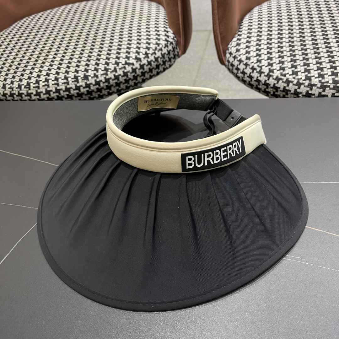  巴宝莉 2025新款帽子女款夏季遮阳防晒帽户外防紫外
线大檐百搭空顶防晒帽