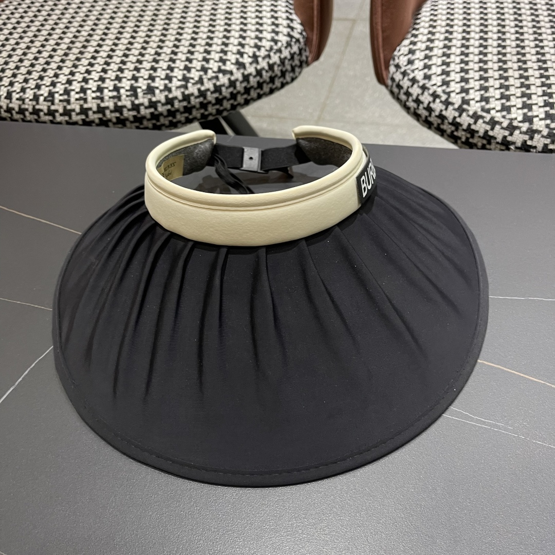  巴宝莉 2025新款帽子女款夏季遮阳防晒帽户外防紫外
线大檐百搭空顶防晒帽