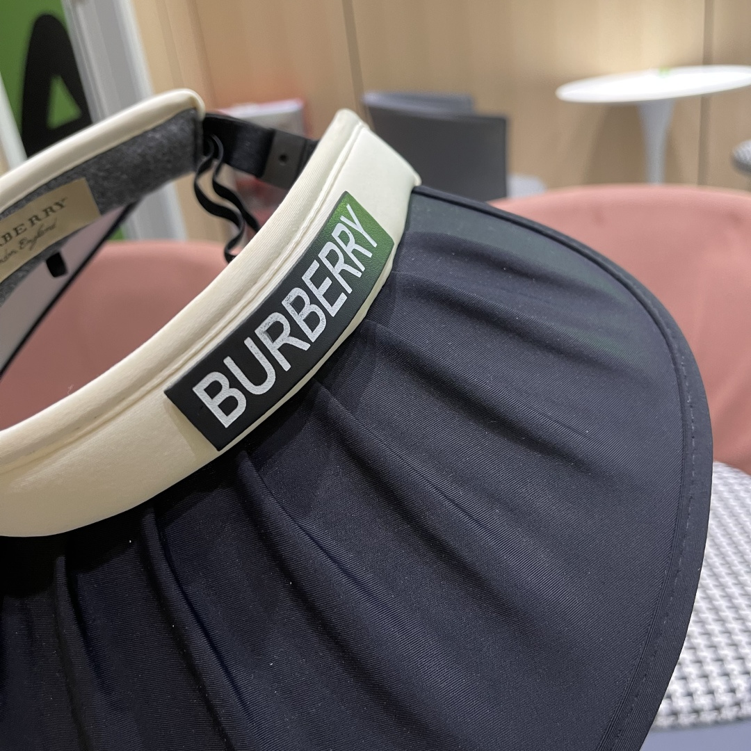  巴宝莉 2025新款帽子女款夏季遮阳防晒帽户外防紫外
线大檐百搭空顶防晒帽