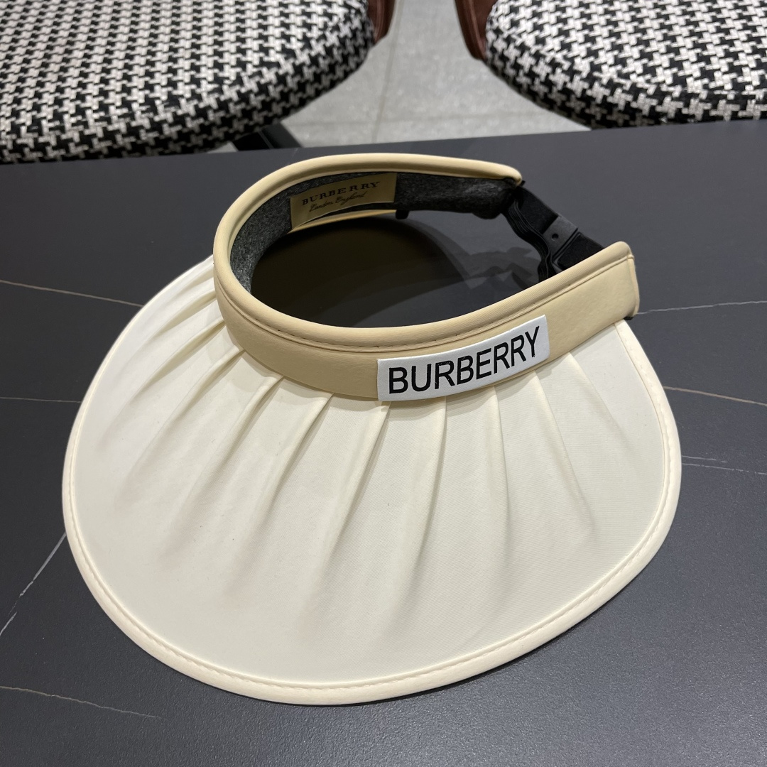  巴宝莉 2025新款帽子女款夏季遮阳防晒帽户外防紫外
线大檐百搭空顶防晒帽