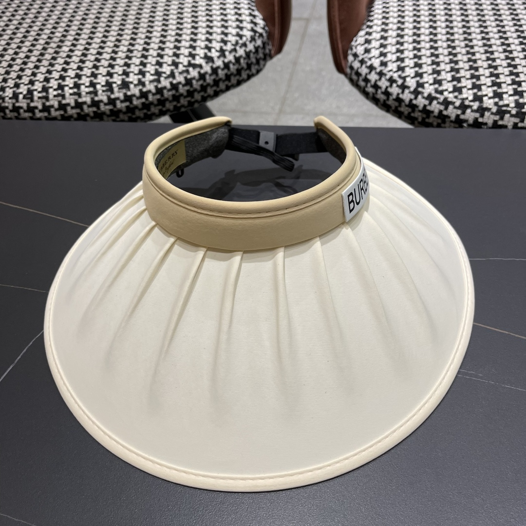  巴宝莉 2025新款帽子女款夏季遮阳防晒帽户外防紫外
线大檐百搭空顶防晒帽