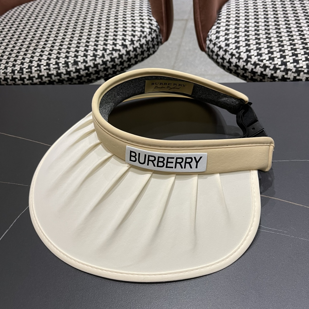  巴宝莉 2025新款帽子女款夏季遮阳防晒帽户外防紫外
线大檐百搭空顶防晒帽