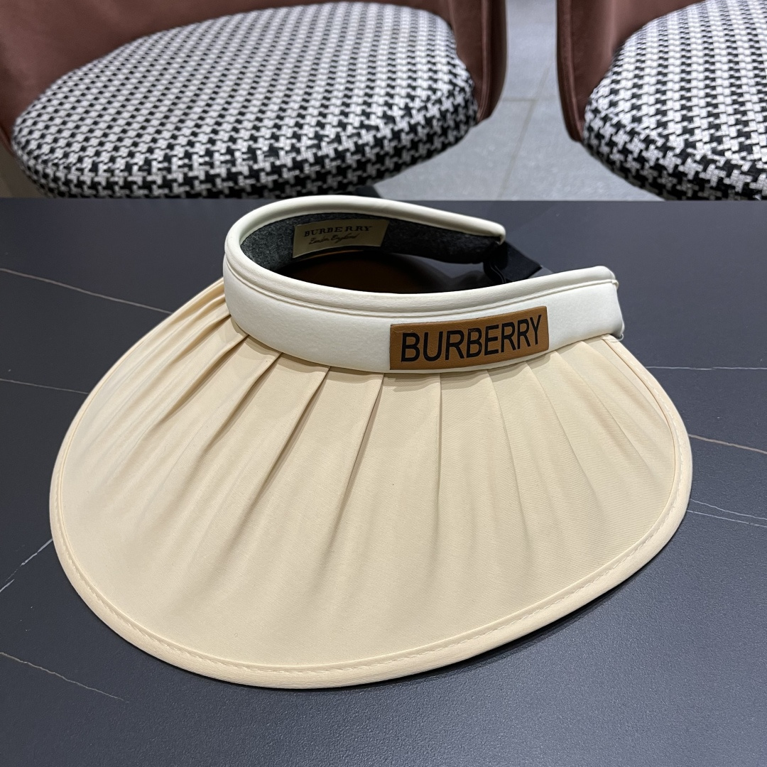  巴宝莉 2025新款帽子女款夏季遮阳防晒帽户外防紫外
线大檐百搭空顶防晒帽