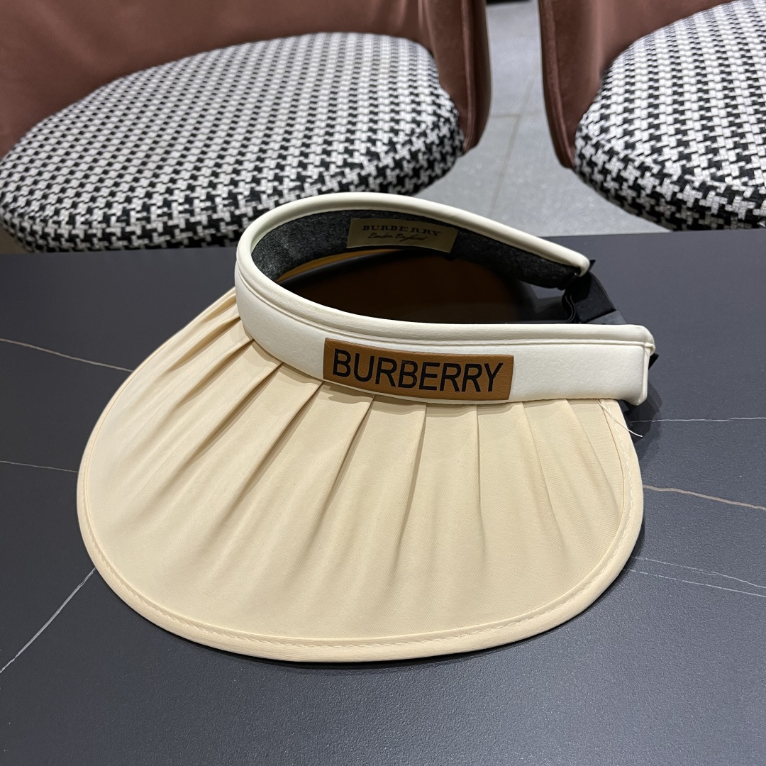  巴宝莉 2025新款帽子女款夏季遮阳防晒帽户外防紫外
线大檐百搭空顶防晒帽