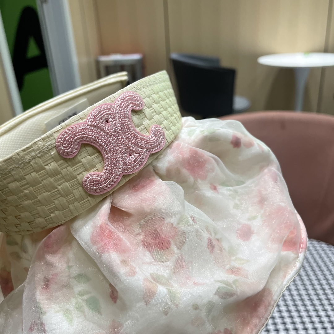  赛琳 夏季新款女花朵出游可收纳发箍贝壳帽空顶防晒
帽百搭遮阳帽沙滩帽